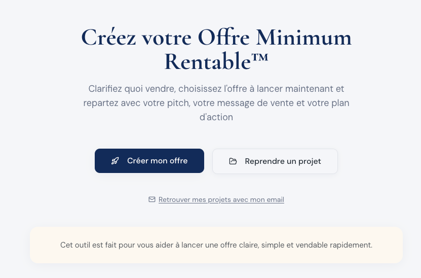 Le Générateur d'Offre Minimaliste ultra Rentable, Viable & Irrésistible Express